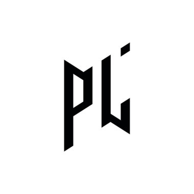 PL Monogram geometrik biçim şablonu. Monogram ilk tasarım vektörü beyaz arkaplanda izole edildi