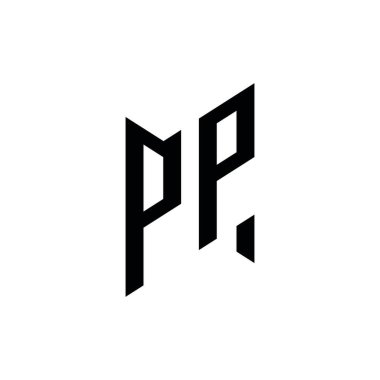 PP Monogram geometrik şekil şablonu. Monogram ilk tasarım vektörü beyaz arkaplanda izole edildi