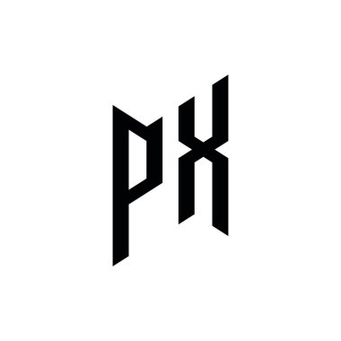 PX Monogram geometrik şekil şablonu. Monogram ilk tasarım vektörü beyaz arkaplanda izole edildi