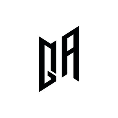 QA Monogram geometrik biçim şablonu. Monogram ilk tasarım vektörü beyaz arkaplanda izole edildi