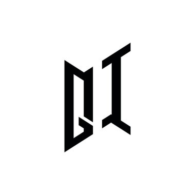 QI Monogram geometrik şekil şablonu. Monogram ilk tasarım vektörü beyaz arkaplanda izole edildi