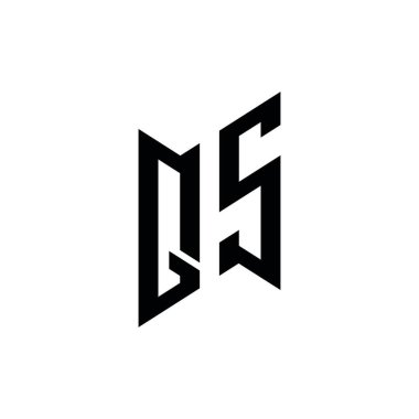 QS Monogram geometrik biçim şablonu. Monogram ilk tasarım vektörü beyaz arkaplanda izole edildi