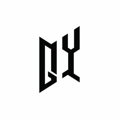 QY Monogram geometrik şekil şablonu. Monogram ilk tasarım vektörü beyaz arkaplanda izole edildi