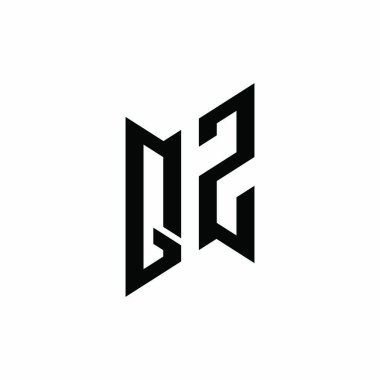 QZ Monogram geometrik şekil şablonu. Monogram ilk tasarım vektörü beyaz arkaplanda izole edildi