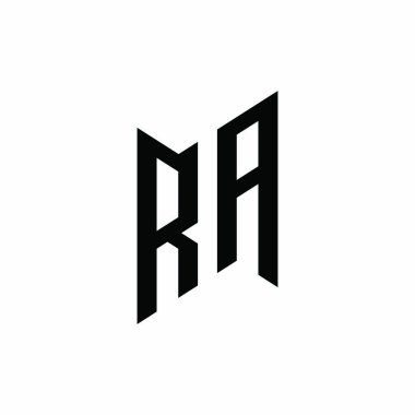 RA monogram geometrik şekil şablonu. Monogram ilk tasarım vektörü beyaz arkaplanda izole edildi