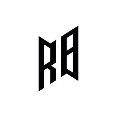 RB Monogram geometrik şekil şablonu. Monogram ilk tasarım vektörü beyaz arkaplanda izole edildi