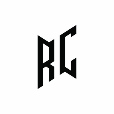 RC Monogram geometrik şekil şablonu. Monogram ilk tasarım vektörü beyaz arkaplanda izole edildi