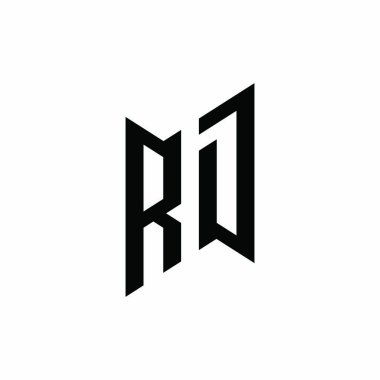 RD monogram geometrik şekil şablonu. Monogram ilk tasarım vektörü beyaz arkaplanda izole edildi