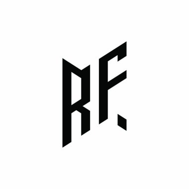 RF Monogram geometrik şekil şablonu. Monogram ilk tasarım vektörü beyaz arkaplanda izole edildi
