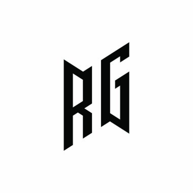 RG Monogram geometrik şekil şablonu. Monogram ilk tasarım vektörü beyaz arkaplanda izole edildi