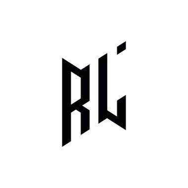RL Monogram geometrik şekil şablonu. Monogram ilk tasarım vektörü beyaz arkaplanda izole edildi