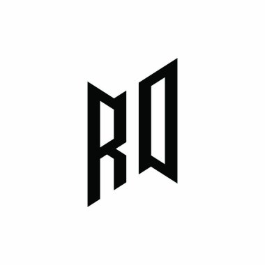 RO Monogram geometrik şekil şablonu. Monogram ilk tasarım vektörü beyaz arkaplanda izole edildi