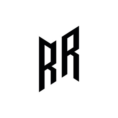 RR Monogram geometrik şekil şablonu. Monogram ilk tasarım vektörü beyaz arkaplanda izole edildi