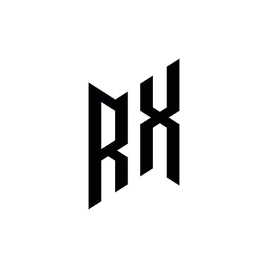 RX Monogram geometrik şekil şablonu. Monogram ilk tasarım vektörü beyaz arkaplanda izole edildi