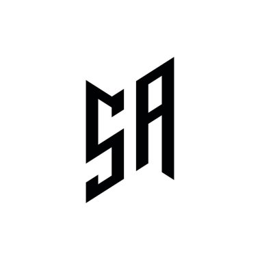 SA Monogram geometrik biçim şablonu. Monogram ilk tasarım vektörü beyaz arkaplanda izole edildi