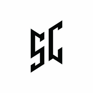 SC Monogram geometrik şekil şablonu. Monogram ilk tasarım vektörü beyaz arkaplanda izole edildi