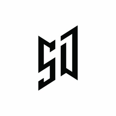 SD Monogram geometrik biçim şablonu. Monogram ilk tasarım vektörü beyaz arkaplanda izole edildi