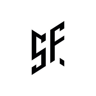 SF Monogram geometrik biçim şablonu. Monogram ilk tasarım vektörü beyaz arkaplanda izole edildi
