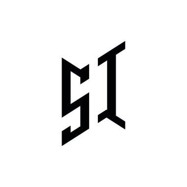 SI Monogram geometrik biçim şablonu. Monogram ilk tasarım vektörü beyaz arkaplanda izole edildi