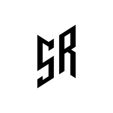 SR Monogram geometrik şekil şablonu. Monogram ilk tasarım vektörü beyaz arkaplanda izole edildi