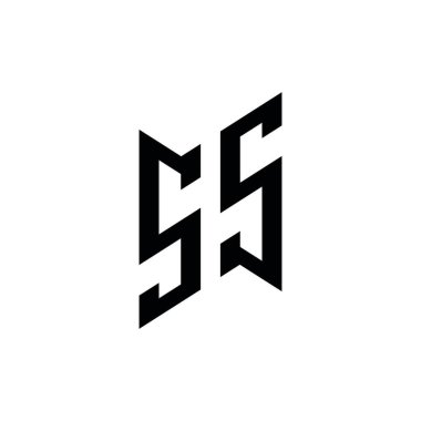 SS Monogram geometrik şekil şablonu. Monogram ilk tasarım vektörü beyaz arkaplanda izole edildi