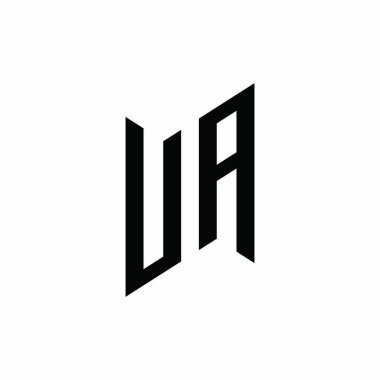 UA Monogram geometrik biçim şablonu. Monogram ilk tasarım vektörü beyaz arkaplanda izole edildi