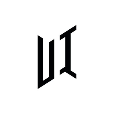 UI Monogram geometrik şekil şablonu. Monogram ilk tasarım vektörü beyaz arkaplanda izole edildi