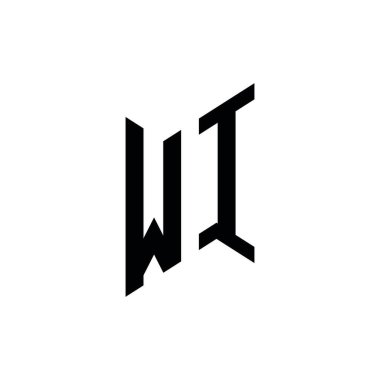 WI Monogram geometrik şekil şablonu. Monogram ilk tasarım vektörü beyaz arkaplanda izole edildi