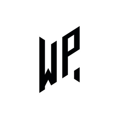 WP Monogram geometrik şekil şablonu. Monogram ilk tasarım vektörü beyaz arkaplanda izole edildi