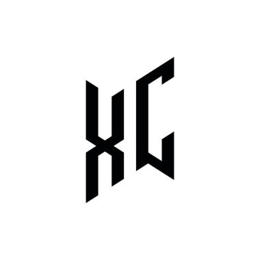 XC Monogram geometrik biçim şablonu. Monogram ilk tasarım vektörü beyaz arkaplanda izole edildi