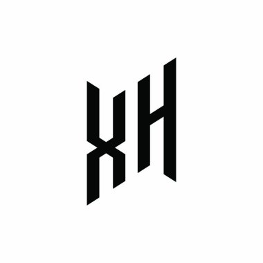 XH Monogram geometrik biçim şablonu. Monogram ilk tasarım vektörü beyaz arkaplanda izole edildi