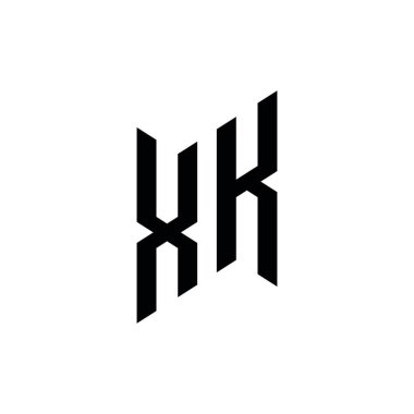 XK Monogram geometrik biçim şablonu. Monogram ilk tasarım vektörü beyaz arkaplanda izole edildi