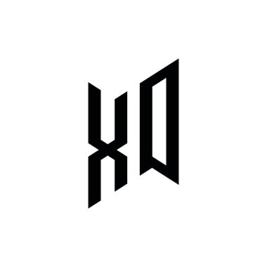 XO monogram geometrik şekil şablonu. Monogram ilk tasarım vektörü beyaz arkaplanda izole edildi