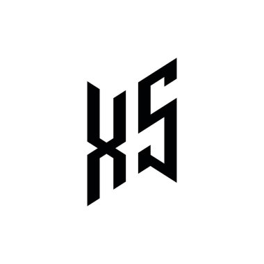 XS Monogram geometrik biçim şablonu. Monogram ilk tasarım vektörü beyaz arkaplanda izole edildi