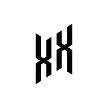 XX Monogram geometrik şekil şablonu. Monogram ilk tasarım vektörü beyaz arkaplanda izole edildi