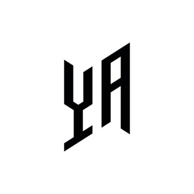 YA Monogram geometrik biçim şablonu. Monogram ilk tasarım vektörü beyaz arkaplanda izole edildi
