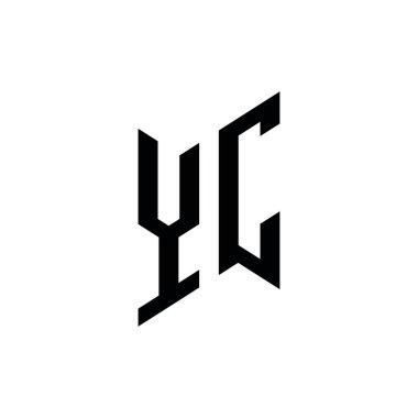 YC Monogram geometrik şekil şablonu. Monogram ilk tasarım vektörü beyaz arkaplanda izole edildi