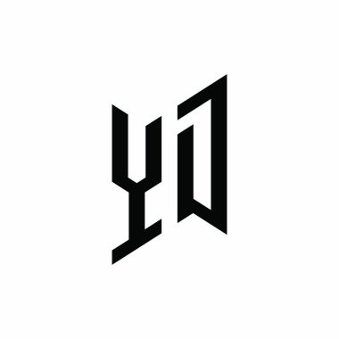 YD monogram geometrik şekil şablonu. Monogram ilk tasarım vektörü beyaz arkaplanda izole edildi