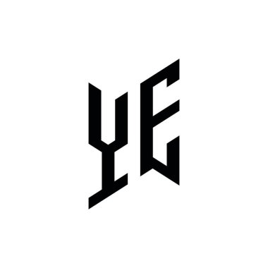 YE Monogram geometrik şekil şablonu. Monogram ilk tasarım vektörü beyaz arkaplanda izole edildi
