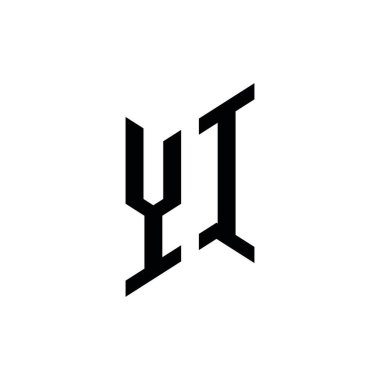 YI Monogram geometrik şekil şablonu. Monogram ilk tasarım vektörü beyaz arkaplanda izole edildi