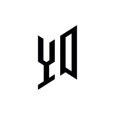 YO Monogram geometrik şekil şablonu. Monogram ilk tasarım vektörü beyaz arkaplanda izole edildi
