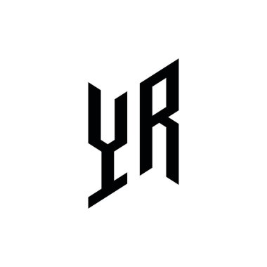 YR Monogram geometrik şekil şablonu. Monogram ilk tasarım vektörü beyaz arkaplanda izole edildi