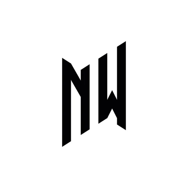 Nw单字几何形状模板 在白色背景上分离的初始设计矢量 — 图库矢量图片