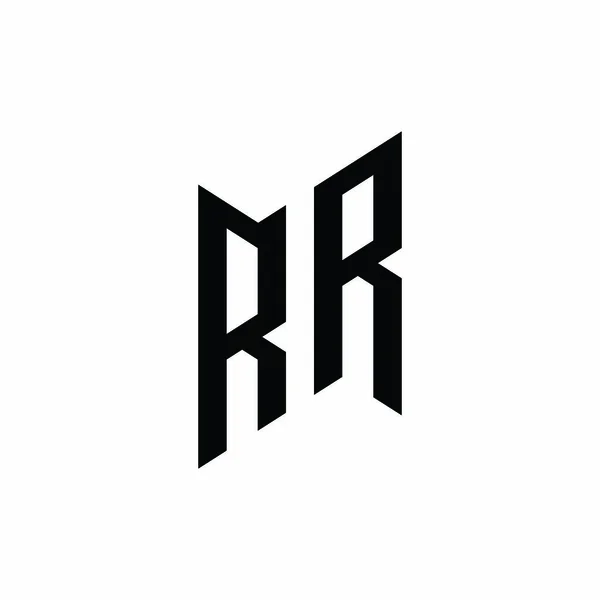 Rr单字几何形状模板 在白色背景上分离的初始设计矢量 — 图库矢量图片