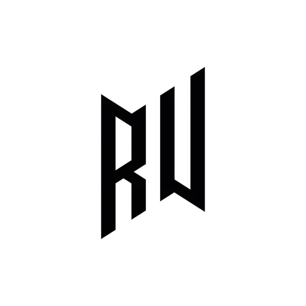Ru单字几何形状模板 在白色背景上分离的初始设计矢量 — 图库矢量图片