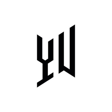 YU Monogram geometrik biçim şablonu. Monogram ilk tasarım vektörü beyaz arkaplanda izole edildi
