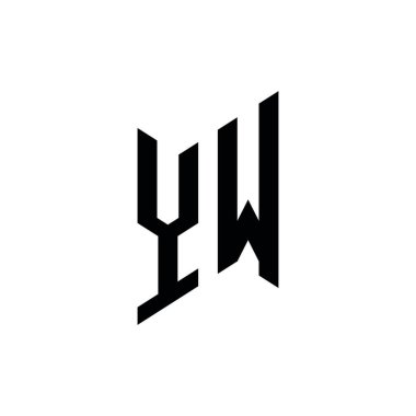 YW Monogram geometrik şekil şablonu. Monogram ilk tasarım vektörü beyaz arkaplanda izole edildi