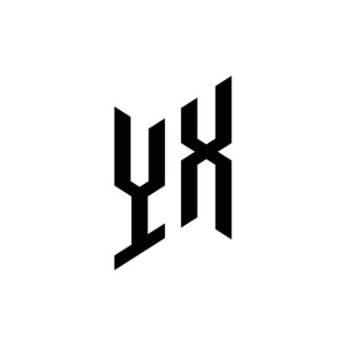 YX Monogram geometrik şekil şablonu. Monogram ilk tasarım vektörü beyaz arkaplanda izole edildi