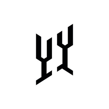YY Monogram geometrik şekil şablonu. Monogram ilk tasarım vektörü beyaz arkaplanda izole edildi