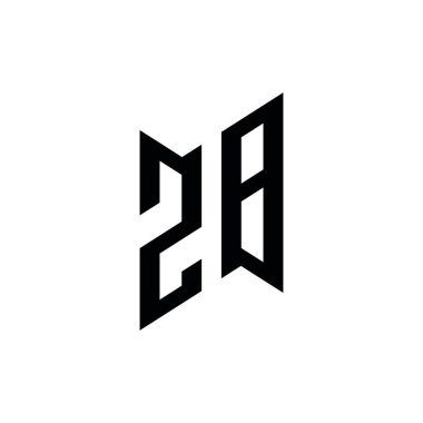 ZB Monogram geometrik şekil şablonu. Monogram ilk tasarım vektörü beyaz arkaplanda izole edildi